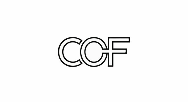 Outline of three capital letters CCF on a white background