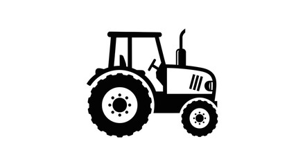 Obraz premium Black silhouette of a farm tractor, agricultural machinery isolated white background.
