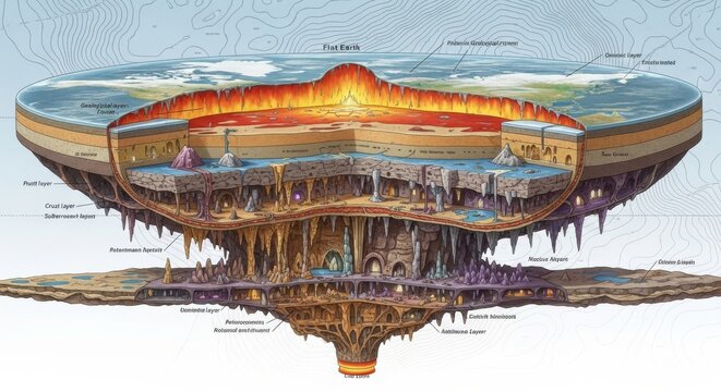 Cross Section of a Flat Earth Model with Geological Layers