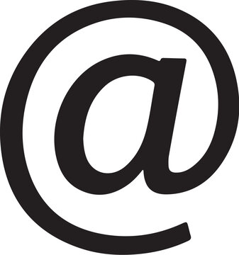 Black at sign symbol on white background