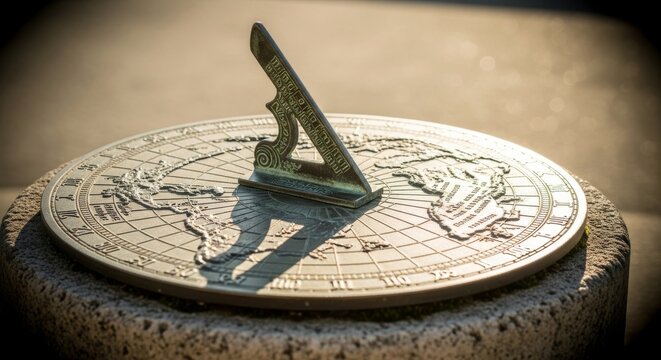 Detailed Ancient Sundial Measuring Time Outdoors