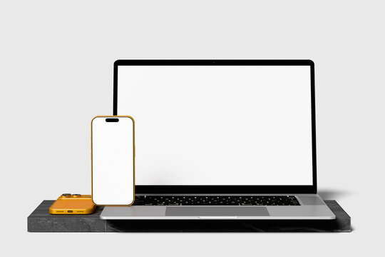 Laptop & Phone Blank Mockup
