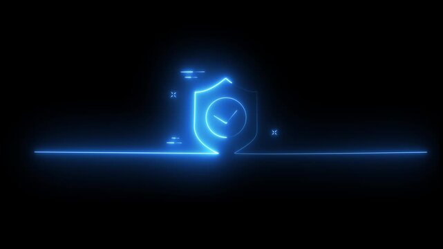 A lock icon with a pink neon light. Digital security concept. 4k animation motion graphic video.