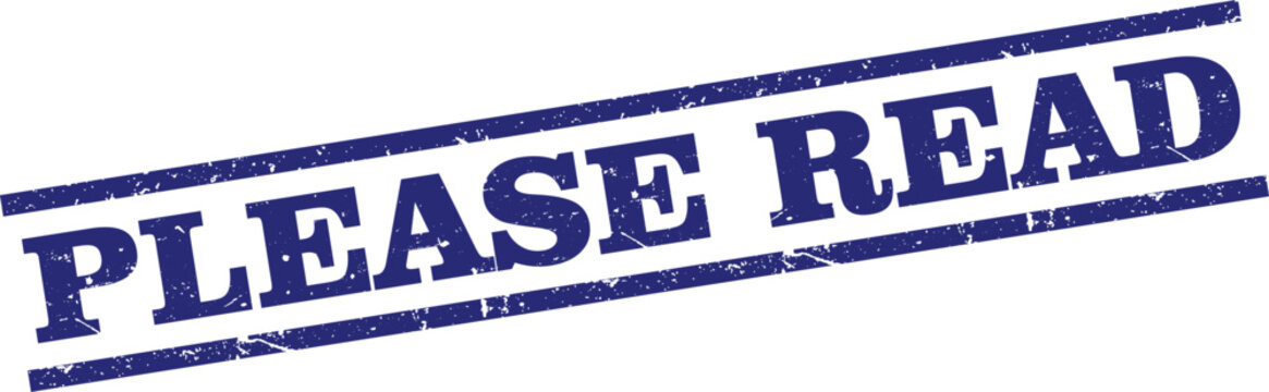 blue please read rubber stamp with distressed grunge line texture