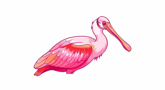 Pink bird with long, spoon-shaped beak