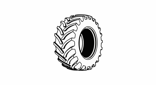 Outline of a large, rugged tractor tire with deep treads