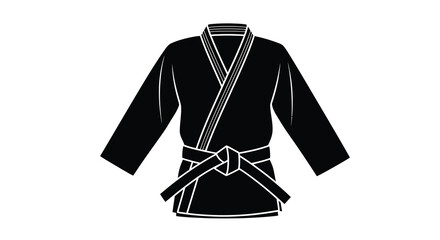 Black karate gi silhouette on a white background traditional martial arts uniform design high quality professional detailed modern elegant stylish clean © VoDesign02