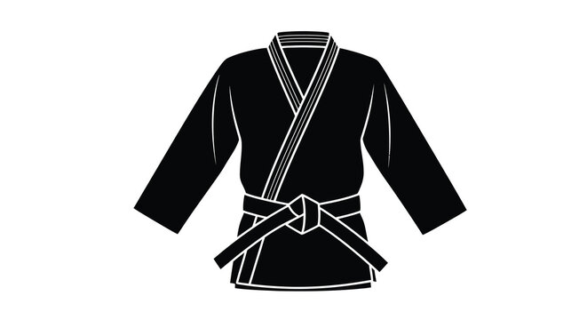 Black karate gi silhouette on a white background traditional martial arts uniform design high quality professional detailed modern elegant stylish clean