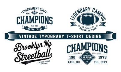 Fototapeta premium Vintage College Sports Typography Badge Set Brooklyn NYC Athletic Vector for T-Shirt Design
