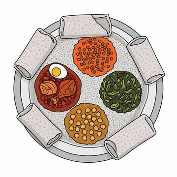 Colorful Indian Thali with Rotis and Varied Dishes on a Round Plate.