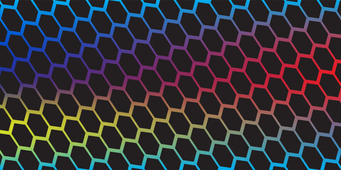 Obraz premium White 3d hexagonal technology vector abstract background. Blue bright energy flashes under hexagon in modern technology futuristic background vector illustration. White honeycomb texture grid.