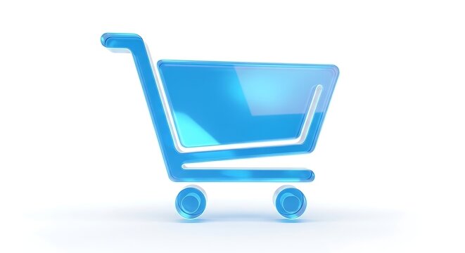 Blue shopping cart icon.