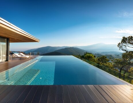 luxury modern villa with infinity pool spacious terrace and panoramic view