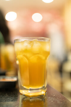 A glass of refreshing Japanese blend of green tea and roasted popped brown rice