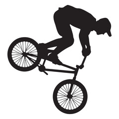 Naklejka premium Silhouette of man performing trick on bmx bike