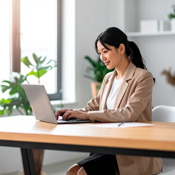 businesswoman working on laptop