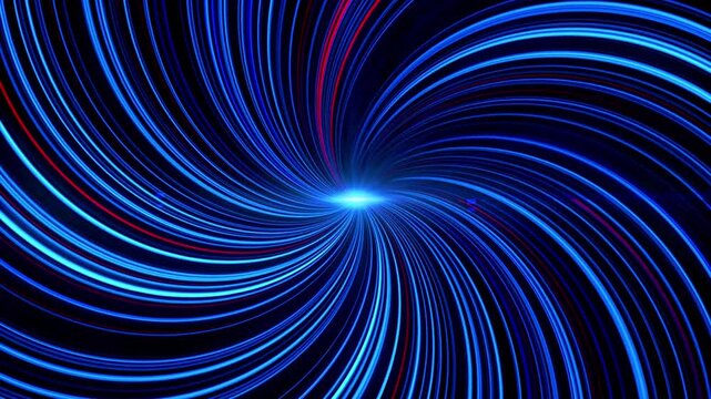 Glowing blue lines swirl into a central light source representing data speed and hyperdrive travel.