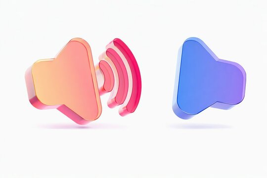 Modern graphic representation of audio input and output devices with sound waves