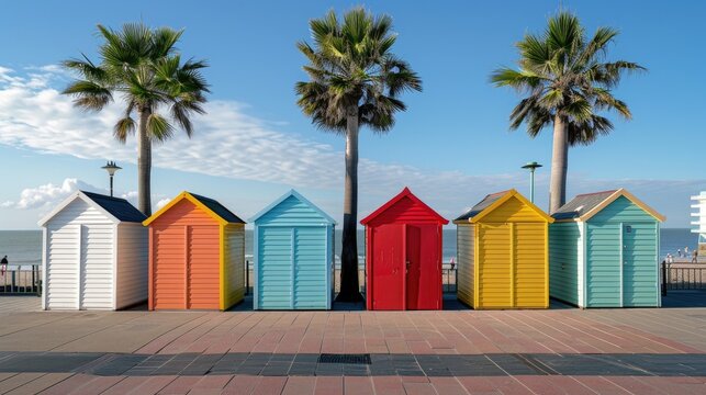 Rainbow Row: Vibrant Beach Huts Basking in the Sun