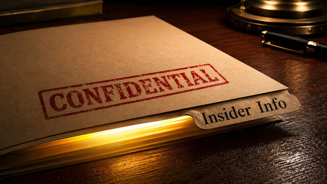 "Confidential" Text Stamp on Brown Folder Document - Secret Insider Information Concept