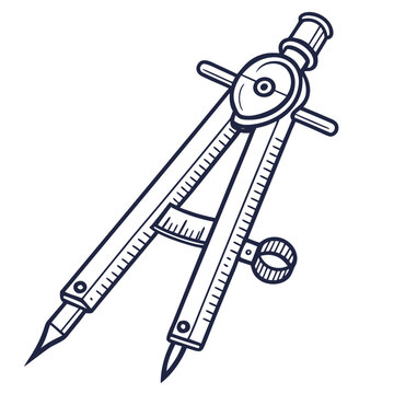 Digital of a compass with a pencil on a white background geometric compass drafting tool