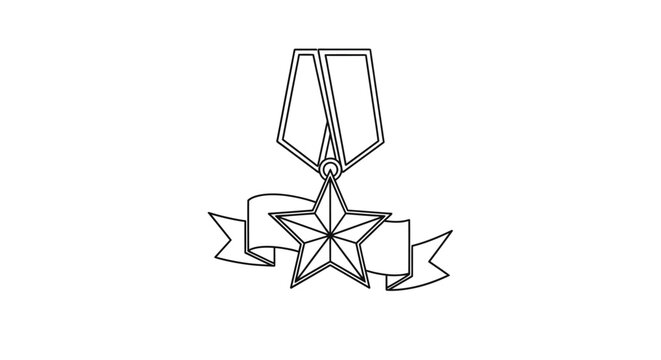 Star Shaped Military Medal Icon.