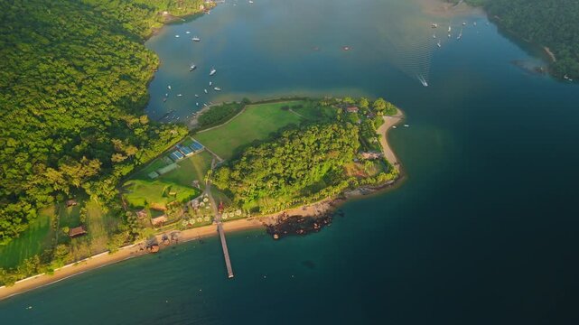 Aerial view of the island of Ilha Grande near the town of Paraty and Angra dos Reis in Brazil