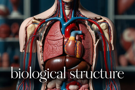 A detailed anatomical model of the human torso, highlighting internal organs and circulatory system.