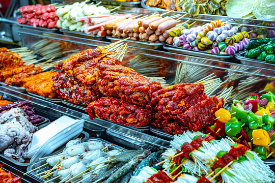 Street food sold at a market place in Da Lat, Vietnam