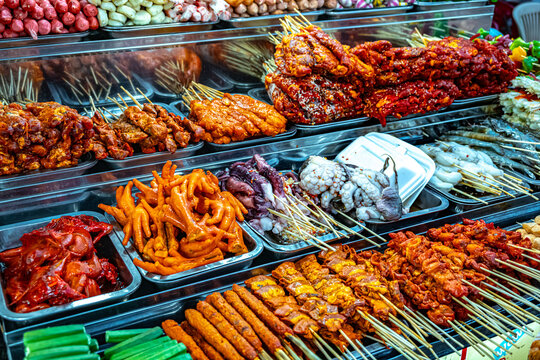 Street food sold at a market place in Da Lat, Vietnam