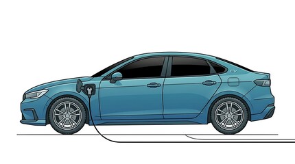 Obraz premium Blue luxury electric suv rear view vector
