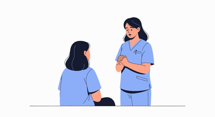 Fototapeta premium Doctor talking to patient, healthcare consultation, medical care, doctor-patient relationship