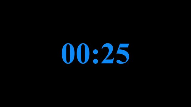 30 second countdown timer animation. 30 seconds to 0 countdown on transparent background.