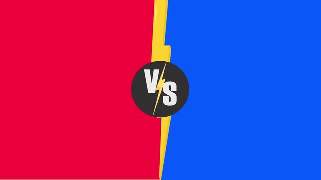 Epic versus battle animation in 4K featuring strong split color background, perfect for competitions, tournaments, and greenscreen overlays in videos
