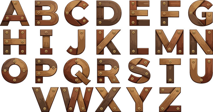 Wooden board uppercase letters