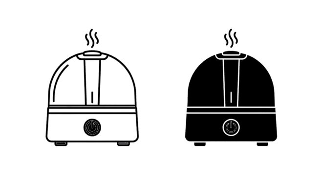 Minimal black silhouette icon, simple flat vector, bold black shape, no, no shading humidifier icon set on a, flat icon style