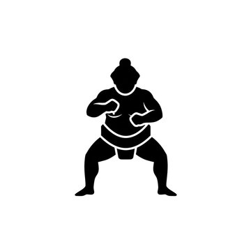 Sumo Wrestler Silhouette Icon for Sports and Martial Arts