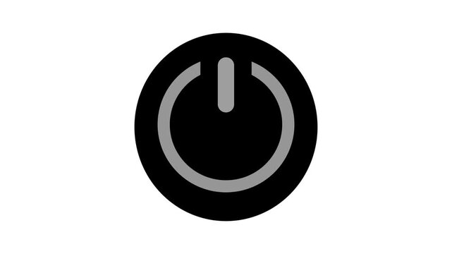 Animated green neon power button clicking on and off. Seamless loop technology start icon motion graphic, 4K Video