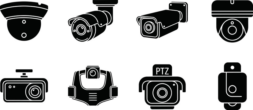 Security camera icons for surveillance system and monitoring collection eps.