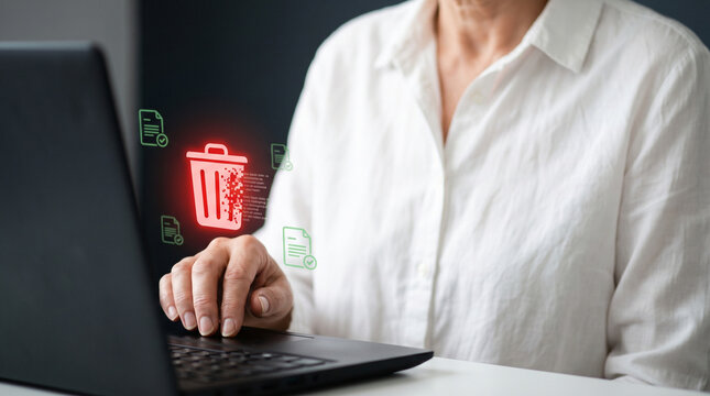 File deletion cyber security white shirt laptop anti ai slop content