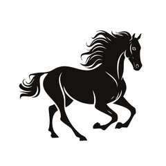 Fototapeta premium Majestic black horse galloping with flowing mane and tail