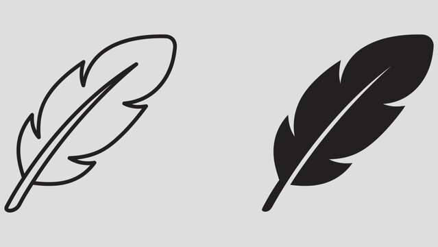 Feather icon. Quill pictogram. Fluffy symbol. Flying sign. Light weight vector illustration. Fuzz logo.
