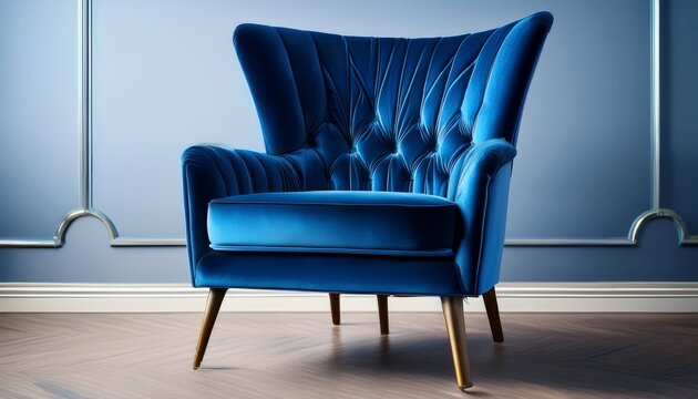 elegant blue velvet chair a modern armchair with pleated design perfect contemporary furniture for a stylish dining chair or accent piece