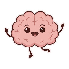 Fototapeta premium Kawaii Brain Character Illustration Running and Happy - Vector PNG.