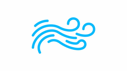 Fototapeta premium Blue abstract curved lines forming a circular shape on a white background