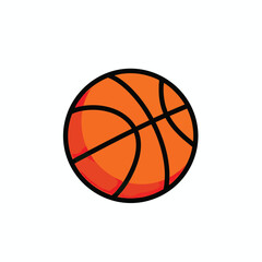 Fototapeta premium Cartoon basketball icon isolated on white background.