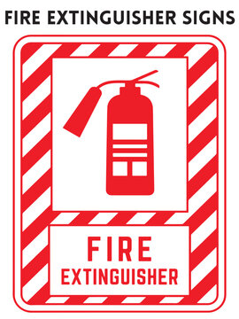 Red sign fire extinguisher for public places Vector Art Illustrations