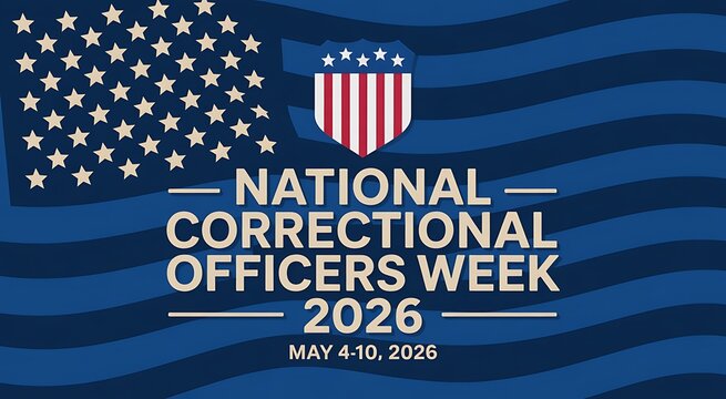 National correctional officers week 2026 commemorative image with american flag background
