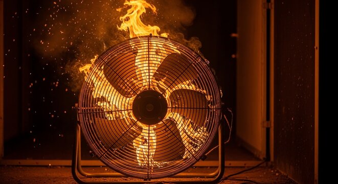 Burning fan flames