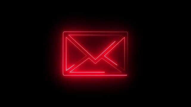 neon  message icon animation with black background. glowing neon message icon concept 4k motion video animation.